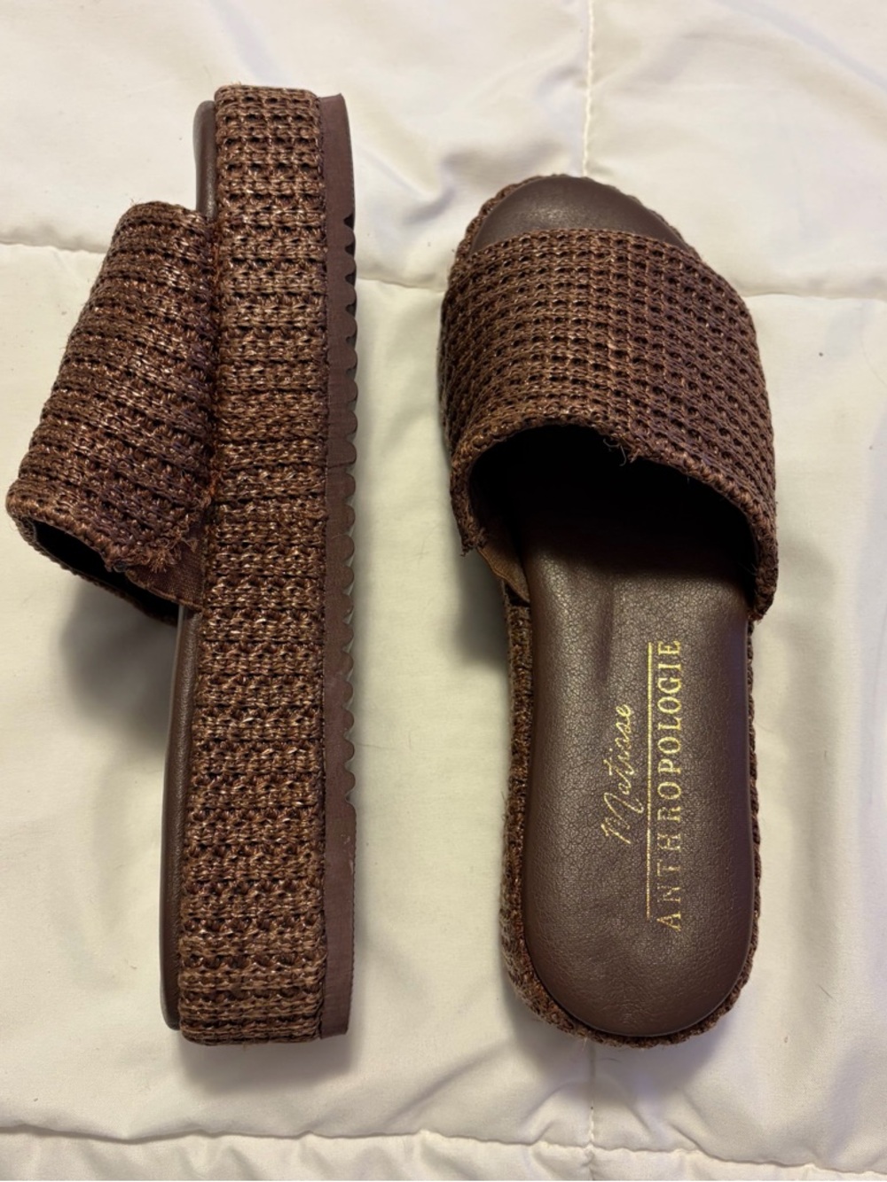 NWOT ANTHROPOLGIE Matisse brown wedge sandals